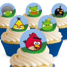 TAngr2Z Set 20cupcake Toppers de zahar Angry birds d5cm